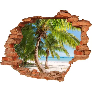 Fototapeta Díra 3D ve zdi na stěnu Tropická pláž
