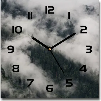 Hodiny Skleněné hodiny na stěnu Mlha nad lesem