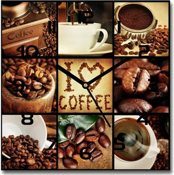 Hodiny Skleněné hodiny čtverec Káva koláž