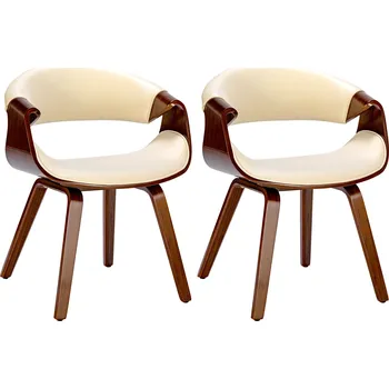 Jídelní židle Jídelní židle Foley - 2 kusy - imitace kůže | ořech/krémová