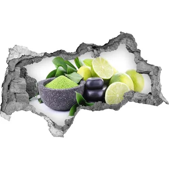 Fototapeta Nálepka 3D díra beton Limetky a kamení