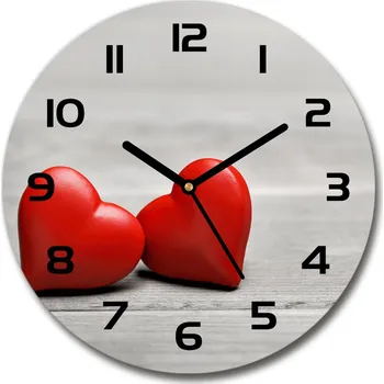 Hodiny Skleněné hodiny kulaté Srdce na stromě