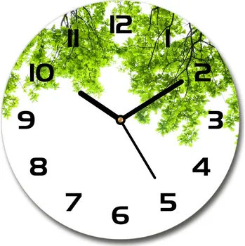 Hodiny Skleněné hodiny kulaté Listí dubu