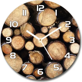 Hodiny Skleněné hodiny na stěnu Klády dříví