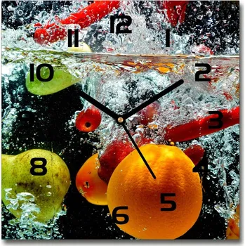 Hodiny Skleněné hodiny čtverec Ovoce pod vodou