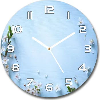 Hodiny Skleněné hodiny kulaté Květy višně pozadí