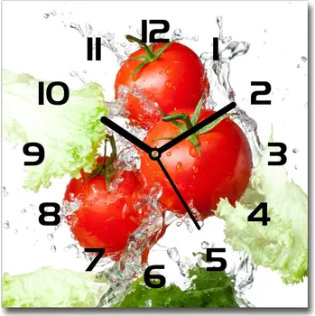 Hodiny Skleněné hodiny čtverec Rajčata a salát