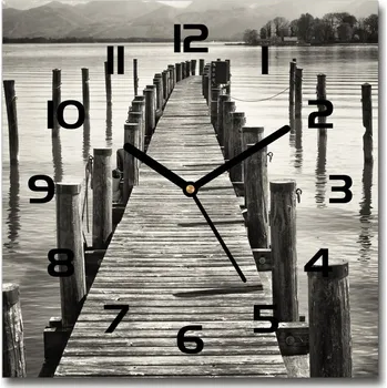 Hodiny Skleněné hodiny na stěnu Dřevěné molo