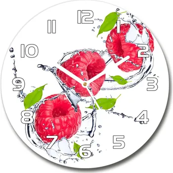 Hodiny Skleněné hodiny kulaté Maliny a voda