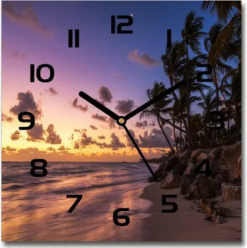 Hodiny Skleněné hodiny čtverec Západ slunce na pláži