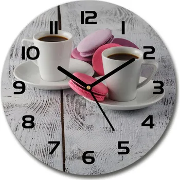 Hodiny Skleněné hodiny kulaté Káva a zákusek