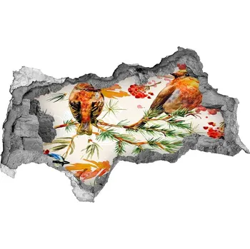 Fototapeta Nálepka 3D díra samolepící Jehličňany a ptáci