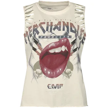 Tílko z EMP Stage Collection - Tank Top With Vintage Print - Ženy - bílá