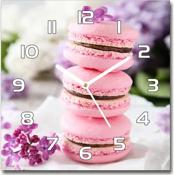 Hodiny Skleněné nástěnné hodiny čtverec Zákusky