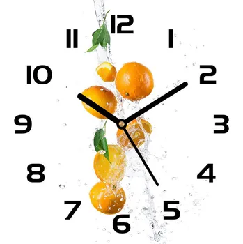 Hodiny Skleněné hodiny čtverec Pomeranče a voda