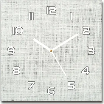 Hodiny Skleněné hodiny čtverec Lněné bílé plátno