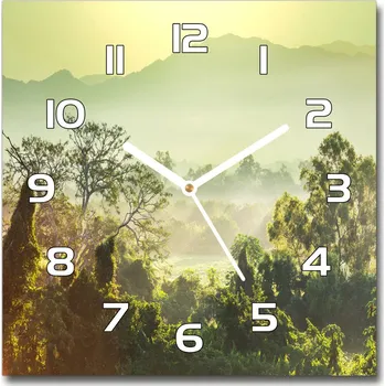 Hodiny Skleněné nástěnné hodiny čtverec Prales