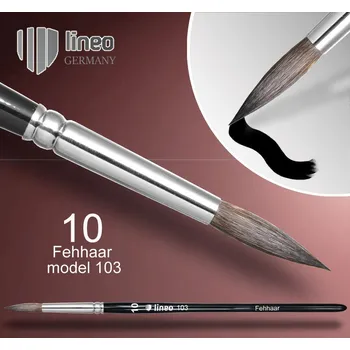 Umělecký štětec Štětec LINEO řada 103 KULATÝ přírodní veverka vlas č.10 vhodný pro akvarelové barvy a na vodní barvy