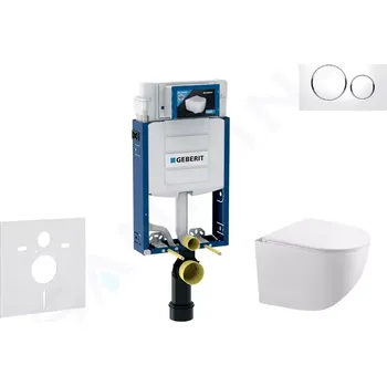 Splachovací tlačítko Geberit Kombifix Set předstěnové instalace, klozetu Gaia a sedátka softclose, tlačítko Sigma20, bílá/chrom, SANI15CA3114