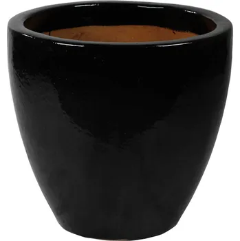 Květináč Plain Couple Black Shiny Ø 55 cm / V 52 cm