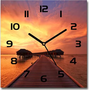 Hodiny Skleněné hodiny na stěnu Bungalovy Maledivy