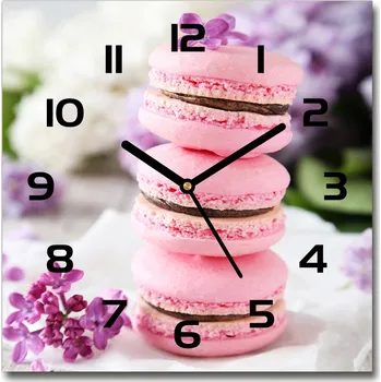 Hodiny Skleněné nástěnné hodiny čtverec Zákusky