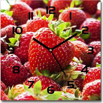 Hodiny Skleněné hodiny čtverec Jahody