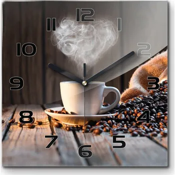 Hodiny Skleněné hodiny čtverec Šálek kávy