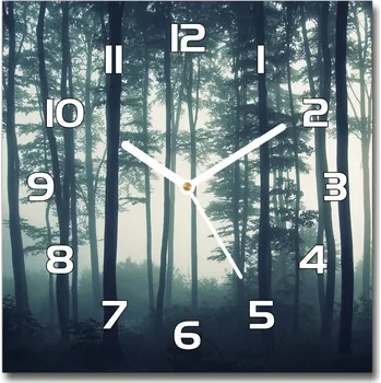 Hodiny Skleněné hodiny čtverec Mlha v lese