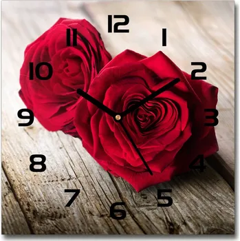 Hodiny Skleněné hodiny čtverec Růže na stromě