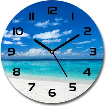 Hodiny Skleněné hodiny kulaté Tropická pláž