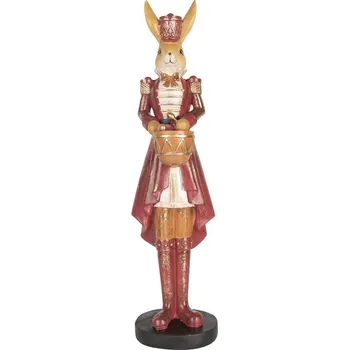 Bytová dekorace Dekorace králík v červeném obleku a bubínkem - 13*12*48 cm