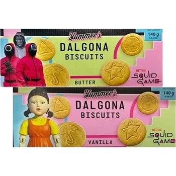 Dalgona pšeničné sušenky s máslovou příchutí 140 g + pšeničné sušenky s vanilkovou příchutí 140 g