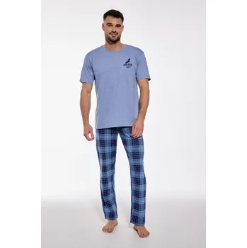 Pánské pyžamo Cornette pyžamo pánské 134/165 Canyon 2 - modrá, L (Pánské bavlněné pyžamo s krátkým rukávem Cornette)