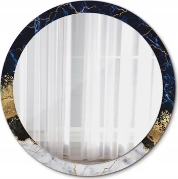 Zrcadlo Moderní Kulaté Zrcadlo Modrý mramor 100 cm