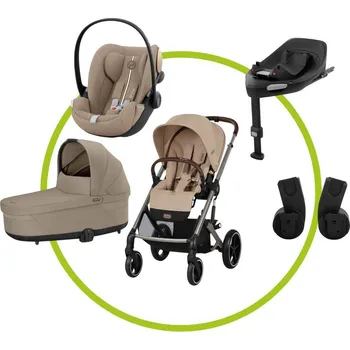 Kočárek Akční set BALIOS S LUX Almond Beige + Hluboká korba + autosedačka Cybex CLOUD G I-SIZE PLUS + Cybex BASE G + adaptéry na autosedačku
