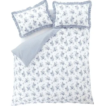 Povlečení Bílo-modré prodloužené povlečení na dvoulůžko 230x220 cm Lucie Floral Frill – Catherine Lansfield ID_1747522