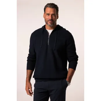 Pánská mikina JP1880, Plus size Pletená mikina JP1880, kapuce, žebrovaný úplet, zip, do 7XL pro plnoštíhlé nadměrná velikost, 835937130-1452, modrý, 3XL, Plus size oblečení, Oblečení pro vysoké muže, Nadměrné velikosti, Oblečení pro plnoštíhlé.