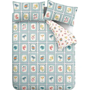 Povlečení Modré povlečení na jednolůžko 135x200 cm Riviera Tiles – Catherine Lansfield ID_1747426