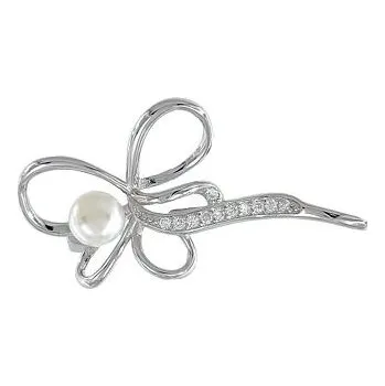 Brož Stříbrná brož s perlou