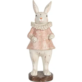 Bytová dekorace Dekorace antik králík v růžových šatech se srdíčky - 11*10*29 cm