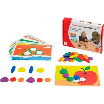 Výuková hračka EDX Education - Aktivity set Junior duhové kamínky 36 ks + 8 karet