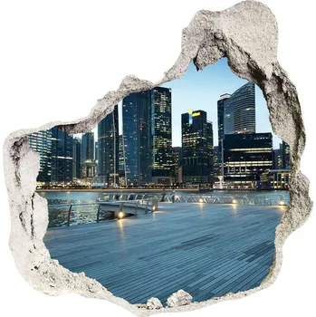 Fototapeta Fototapeta díra na zeď 3D Singapur noc