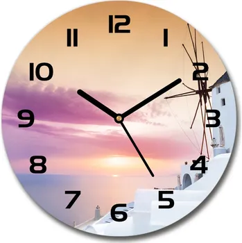 Hodiny Skleněné hodiny kulaté Santorini Řecko
