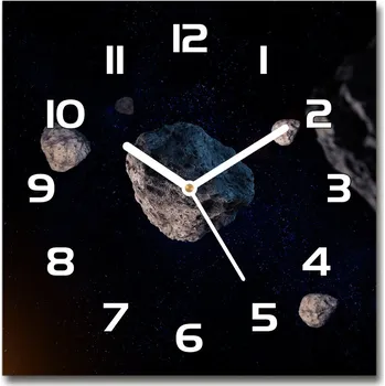 Hodiny Skleněné nástěnné hodiny čtverec Meteory