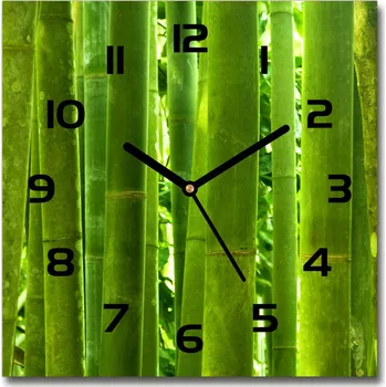 Hodiny Skleněné nástěnné hodiny čtverec Bambus