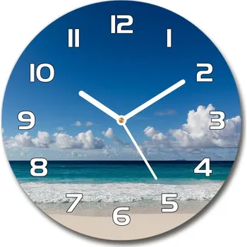 Hodiny Skleněné hodiny kulaté Pláž Seychely