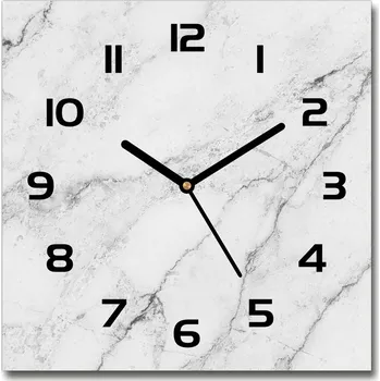 Hodiny Skleněné nástěnné hodiny čtverec Mramor