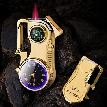 Zapalovač Luxusní kovový zapalovač na klíče s hodinami Adventure