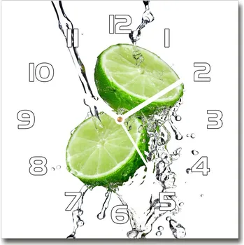 Hodiny Skleněné hodiny čtverec Limetky a voda